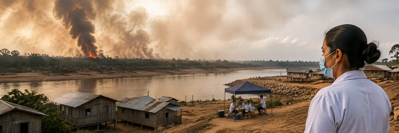 Saúde se prepara para efeitos do El Niño em Rondônia Profissional de saúde observa comunidade ribeirinha durante cenário de El Niño em Rondônia
