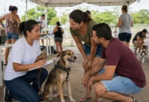 Animais recuperados aguardam famílias hoje na Rua do Lazer Novos lares para pets são apresentados a uma família durante evento de adoção responsável em Porto Velho.