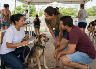Animais recuperados aguardam famílias hoje na Rua do Lazer Novos lares para pets são apresentados a uma família durante evento de adoção responsável em Porto Velho.