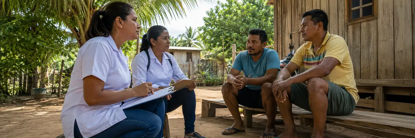 Busca ativa de hanseníase em Rio Pardo Profissionais de saúde conversam com moradores durante busca ativa de hanseníase em Rio Pardo
