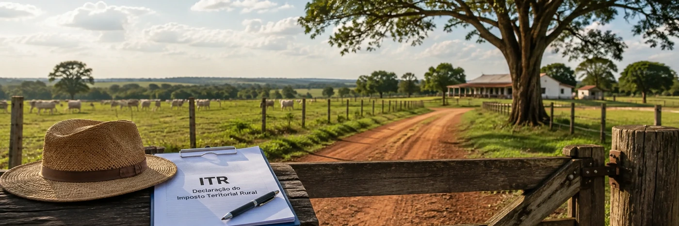 Produtor rural consulta informações do ITR 2026 Documentos rurais em propriedade ilustram ITR 2026 Porto Velho
