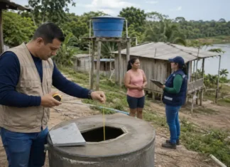 Porto Velho avalia poços e mapeia água para a estiagem Técnicos analisam reservatório durante medidas contra a estiagem em Porto Velho.