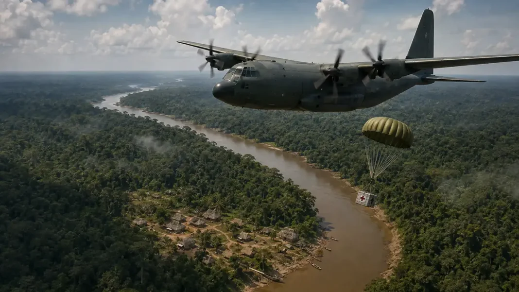 Operação Gota leva vacinação aérea a comunidades da Amazônia Aeronave transporta vacinas durante missão da Operação Gota na Amazônia