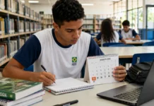 Pé-de-Meia 2026 volta a pagar dia 24; confira as datas Pé-de-Meia 2026 com estudante conferindo calendário de pagamentos e frequência escolar