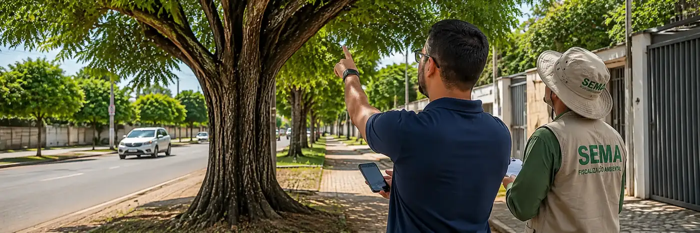 Vistoria técnica avalia árvores em áreas públicas de Porto Velho Técnico avalia árvore após pedido de poda de árvore em Porto Velho