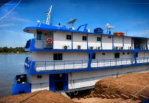 PREVBarco encerra etapa em Costa Marques nesta sexta; veja quando volta PREVBarco Costa Marques atracado durante atendimento do INSS em Rondônia