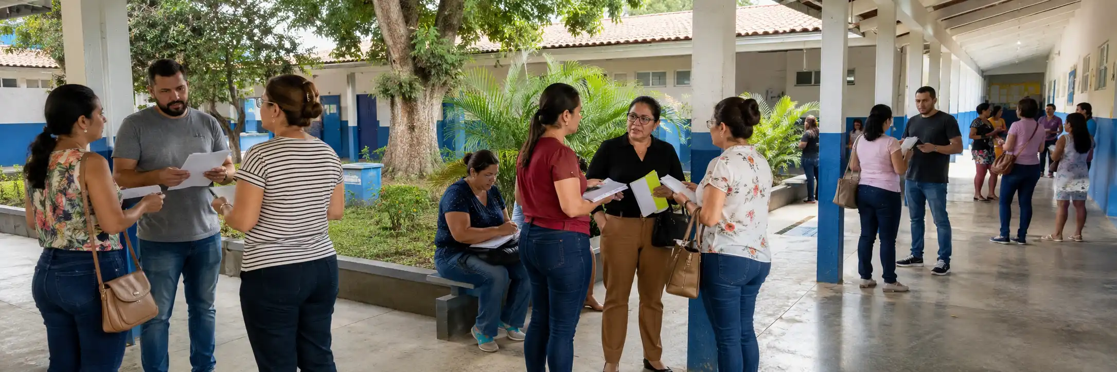 Profissionais da educação acompanham mobilização em Porto Velho Profissionais da educação municipal conversam em escola de Porto Velho antes da paralisação prevista.