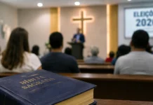 MP Eleitoral orienta igrejas de Rondônia sobre propaganda eleitoral Propaganda eleitoral em igrejas ilustrada por Bíblia e culto em templo religioso