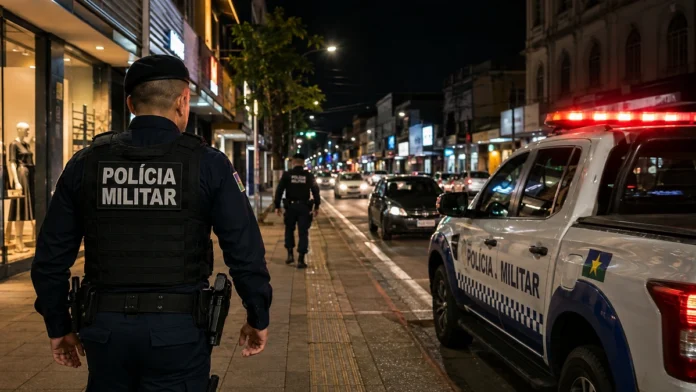Rondas de madrugada em Porto Velho com patrulhamento da Polícia Militar no Centro