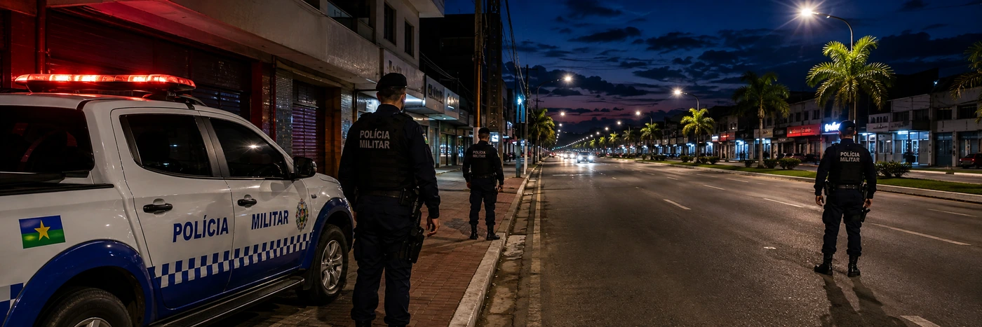 Policiais realizam rondas de madrugada em Porto Velho em avenida comercial