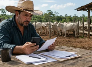 Sistema da Idaron ficará fora do ar de 11 a 14 de setembro Sistema da Idaron com produtor rural consultando informações pelo celular