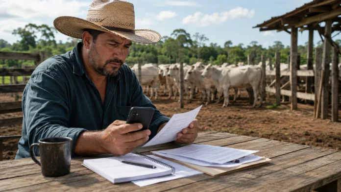 Sistema da Idaron com produtor rural consultando informações pelo celular