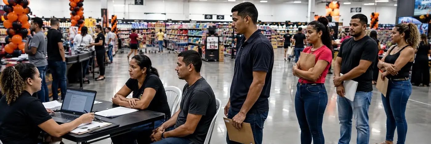 Mutirão de empregos do Super Nova Era em Porto Velho Candidatos participam de mutirão de empregos em supermercado de Porto Velho