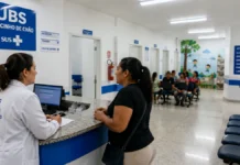 UBS Pedacinho de Chão atende até 18h em prédio de 747 m² UBS Pedacinho de Chão em Porto Velho com ambiente de atendimento da atenção básica