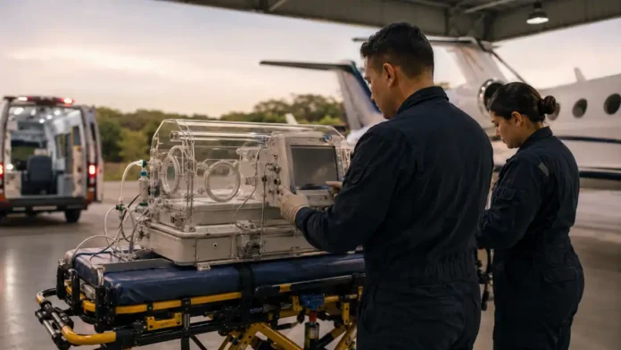 Preparação de transporte aeromédico de alta complexidade Equipe prepara UTI aérea para transporte aeromédico em caso analisado pelo TJRO.