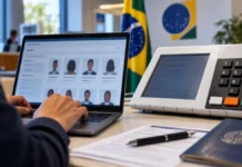 Bem na Foto permite conferir dados da urna até dia 11 em Rondônia Bem na Foto nas Eleições 2026 com conferência de dados eleitorais em computador ao lado de urna eletrônica