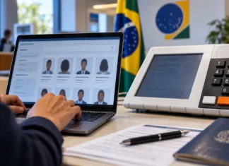 Bem na Foto permite conferir dados da urna até dia 11 em Rondônia Bem na Foto nas Eleições 2026 com conferência de dados eleitorais em computador ao lado de urna eletrônica