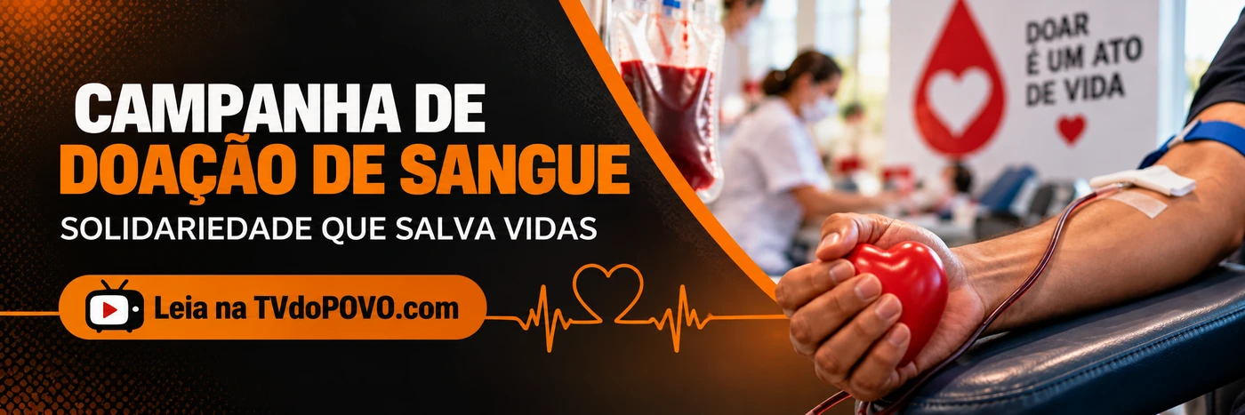 Arte ilustrativa sobre campanha de doação de sangue em Porto Velho, sem registro do evento real