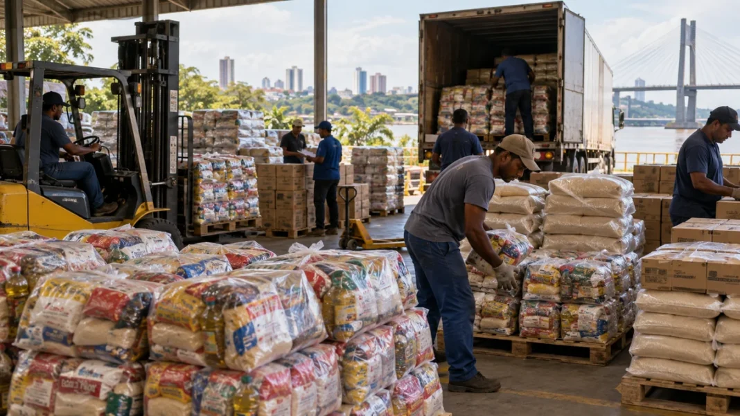 cestas da Conab em Rondônia em operação logística de distribuição de alimentos em Porto Velho