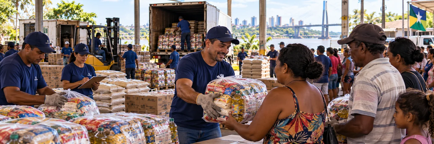 distribuição de cestas da Conab em Rondônia em cenário logístico de alimentos