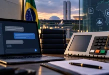 Plano do ChatGPT prevê barreiras contra recomendação de voto em 2026 ChatGPT nas Eleições 2026 representado por inteligência artificial, urna eletrônica e ambiente institucional brasileiro