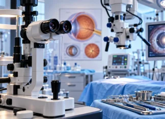 SUS incorpora cirurgia conjunta de catarata e glaucoma; veja os critérios Sala oftalmológica ilustrativa com equipamentos de exame e cirurgia ocular, para matéria sobre cirurgia combinada no SUS.