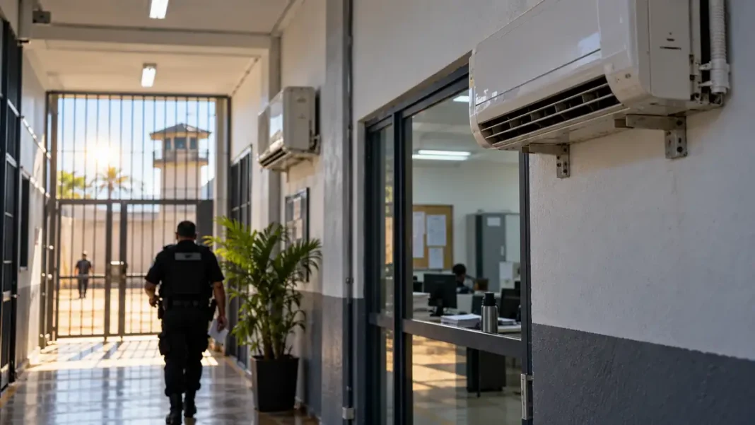 Climatização da Sejus em Rondônia — estrutura institucional Corredor institucional com sensação de calor e ambiente da climatização da Sejus em Rondônia