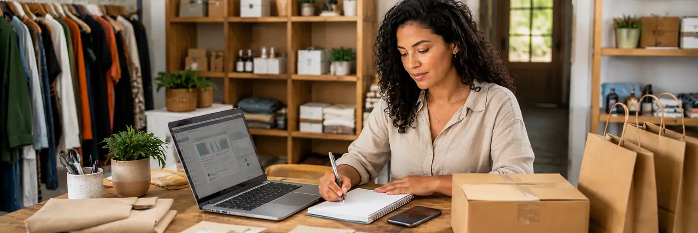 curso gratuito de IA para empreendedoras representado por mulher estudando online em pequeno negócio