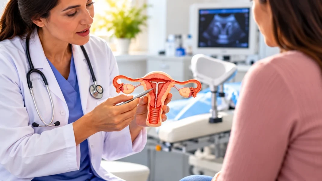 DIU para endometriose: planos passam a cobrir em casos previstos pela ANS Consulta ginecológica ilustrativa sobre DIU para endometriose, com médica explicando o dispositivo em modelo anatômico do útero