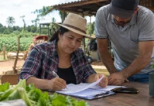 Produtores disputam 30 vagas gratuitas do Empretec Rural em Rolim de Moura Empretec Rural em Rolim de Moura com produtora preenchendo documentos para seleção de capacitação