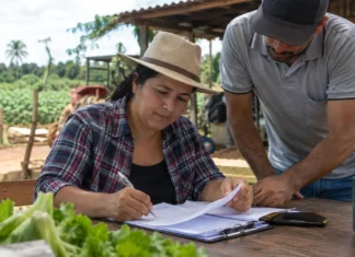 Produtores disputam 30 vagas gratuitas do Empretec Rural em Rolim de Moura Empretec Rural em Rolim de Moura com produtora preenchendo documentos para seleção de capacitação