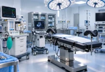 Mãe Esperança recebe quatro aparelhos; nova sala segue sem data Sala cirúrgica ilustrativa com equipamentos hospitalares e mesa de procedimentos, usada na matéria sobre novos aparelhos para a Maternidade Mãe Esperança.