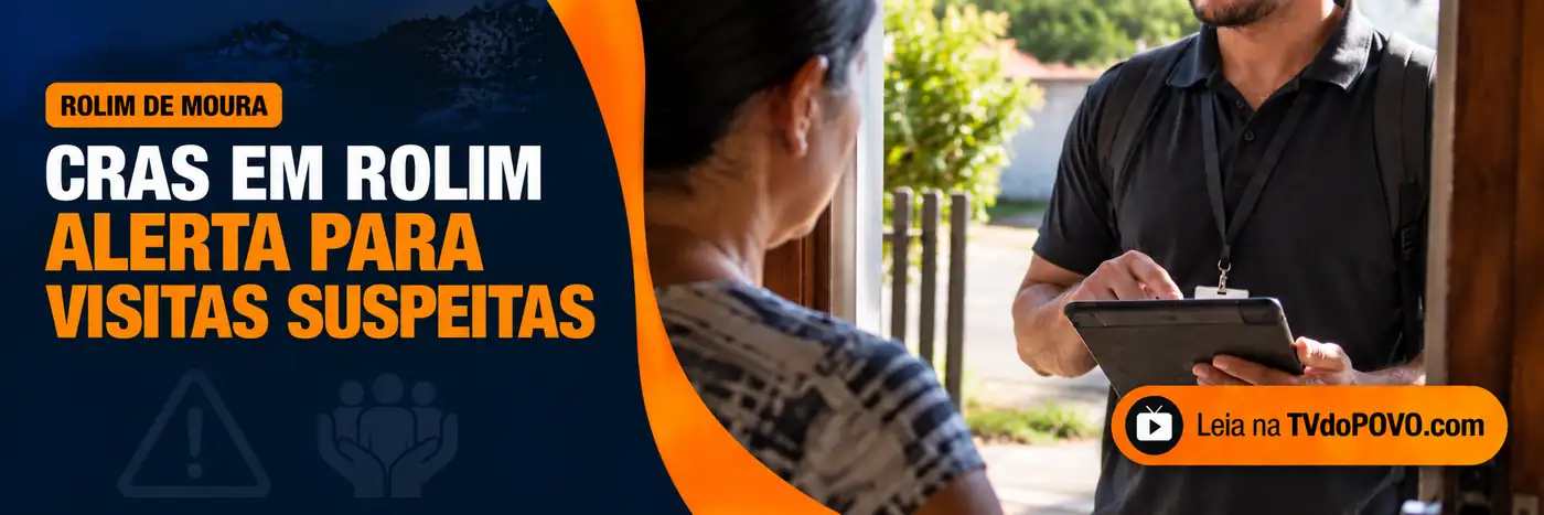 Faixa editorial sobre falso CRAS em Rolim de Moura e alerta para visitas suspeitas