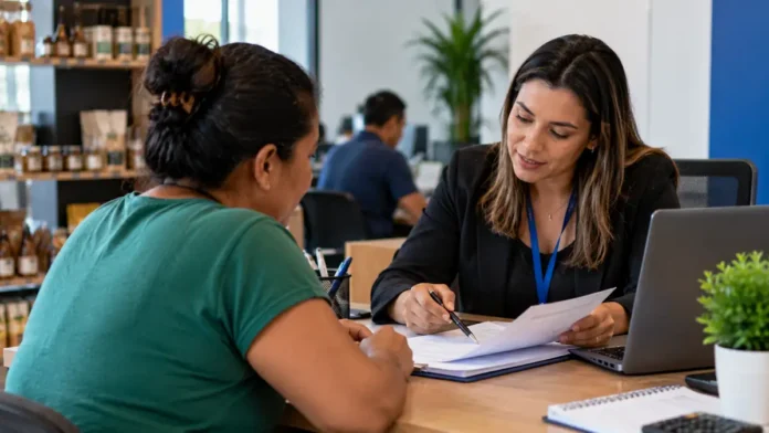 FAMPE em Rondônia — garantia para pequenos negócios Empreendedor conversa com atendente em análise de crédito ligada ao FAMPE em Rondônia