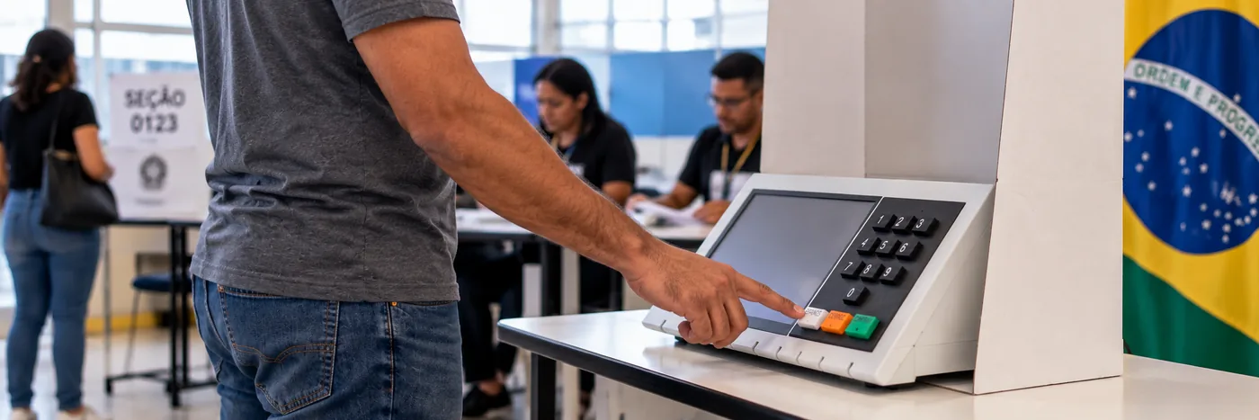 Votação em seção eleitoral de Rondônia Eleitor utiliza urna eletrônica em seção eleitoral durante votação em Rondônia