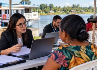 Justiça Federal forma 187 processos em atendimento no Vale do Guaporé Atendimento da Justiça Federal no Vale do Guaporé reúne moradores em comunidade ribeirinha de Rondônia