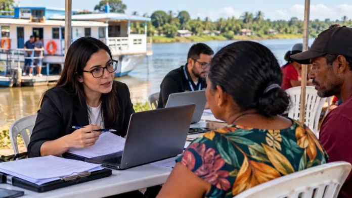 Justiça Federal no Vale do Guaporé — atendimento itinerante Atendimento da Justiça Federal no Vale do Guaporé reúne moradores em comunidade ribeirinha de Rondônia