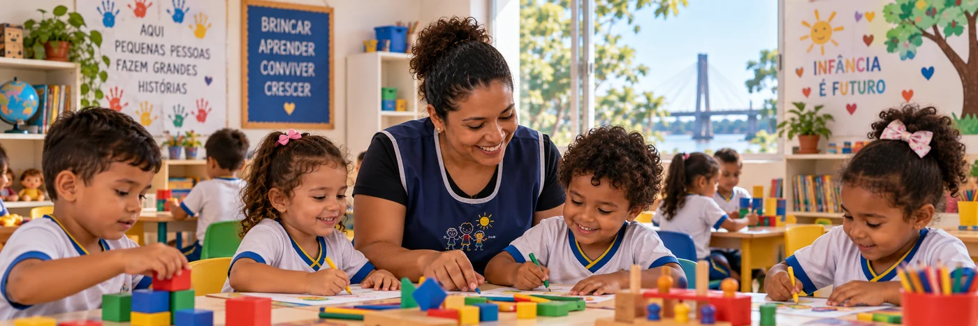 Mais Educação Infantil em Porto Velho com professora e crianças em atividade pedagógica
