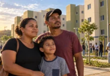 15 famílias voltam à seleção por uma moradia no Morar Melhor II Família em frente a conjunto habitacional representa nova etapa de seleção do Morar Melhor II em Ji-Paraná