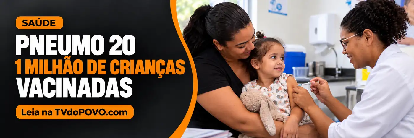 Faixa editorial sobre Pneumo 20 e vacinação de mais de 1 milhão de crianças pelo SUS
