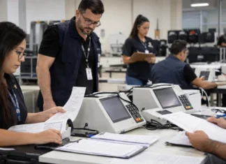 Auditoria das urnas em Rondônia avança; reunião com partidos será dia 17 Equipe técnica realiza verificação de urnas eletrônicas durante preparação da auditoria eleitoral em Rondônia