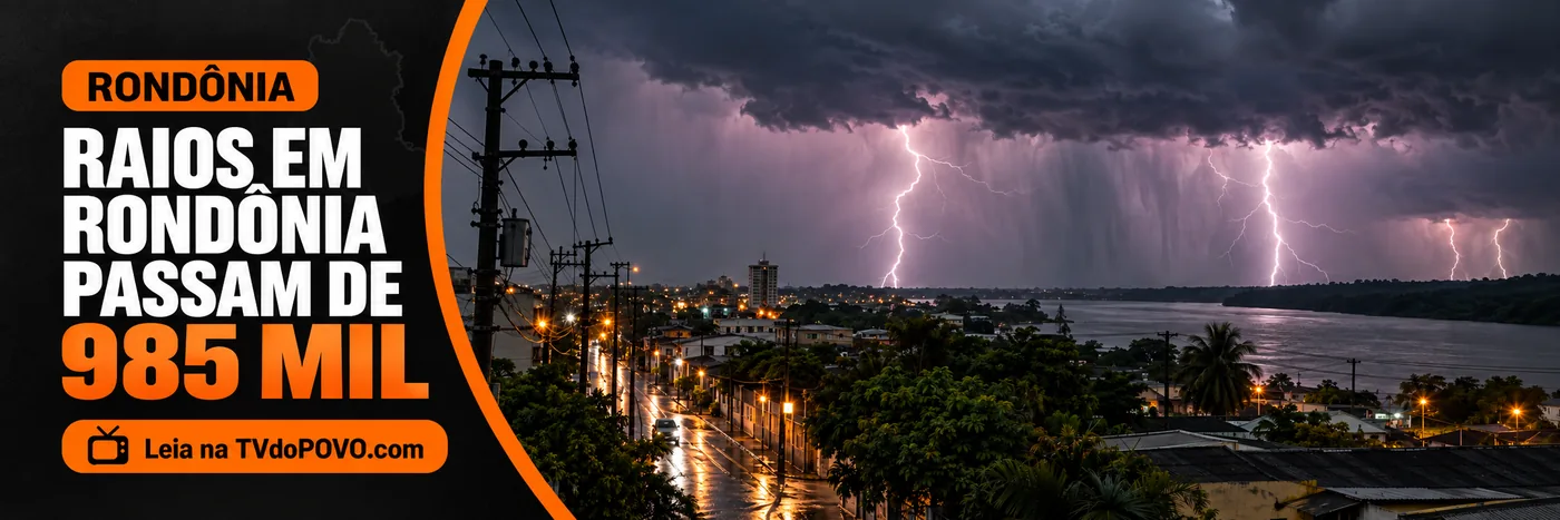 Faixa editorial sobre mais de 985 mil descargas atmosféricas registradas em Rondônia