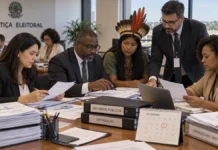 Eleições 2026: partidos têm até hoje para distribuir recursos reservados a candidaturas Equipe analisa documentos sobre distribuição de recursos eleitorais 2026 em ambiente institucional