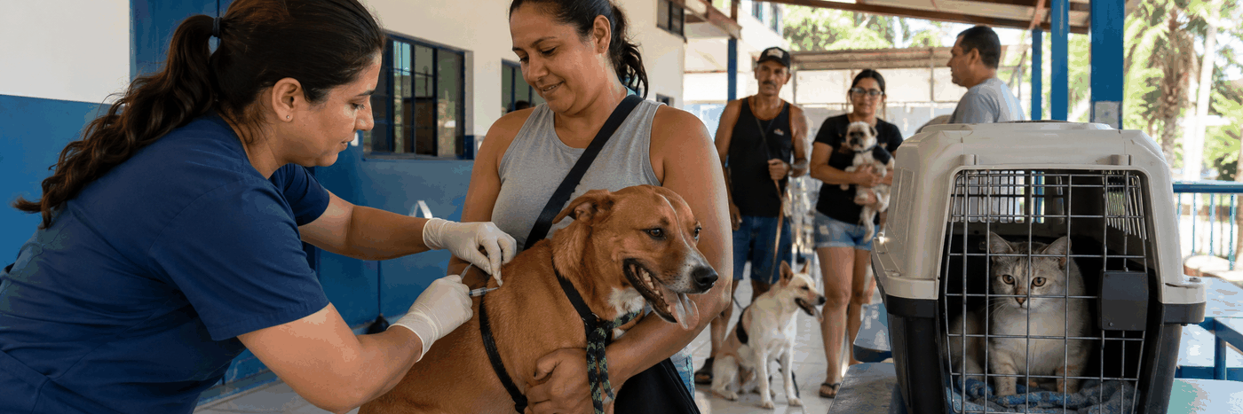 Vacinação antirrábica terá Dia D em Porto Velho cão recebe vacinação antirrábica em Porto Velho