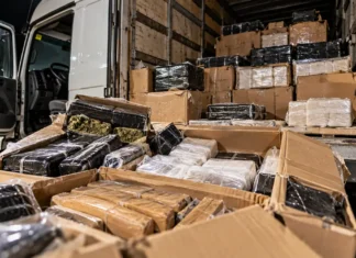 PRF apreende cerca de 625 kg de drogas na BR-364 em Presidente Médici Caixas e tabletes de drogas apreendidos em veículo de carga na BR-364 em Rondônia
