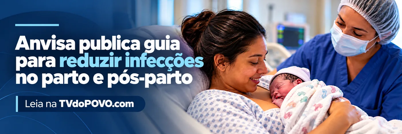 Faixa sobre prevenção de infecções no parto e pós-parto segundo guia da Anvisa