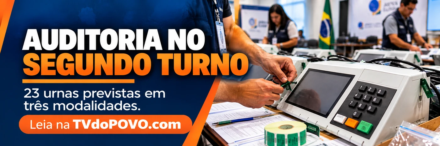 Auditoria eleitoral no segundo turno envolve três modalidades Faixa editorial sobre auditoria das urnas em Rondônia, com 23 equipamentos previstos para testes de integridade, biometria e autenticidade no segundo turno.