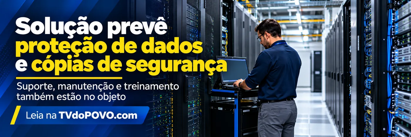 Faixa editorial sobre proteção de dados, backup, suporte e manutenção em data center