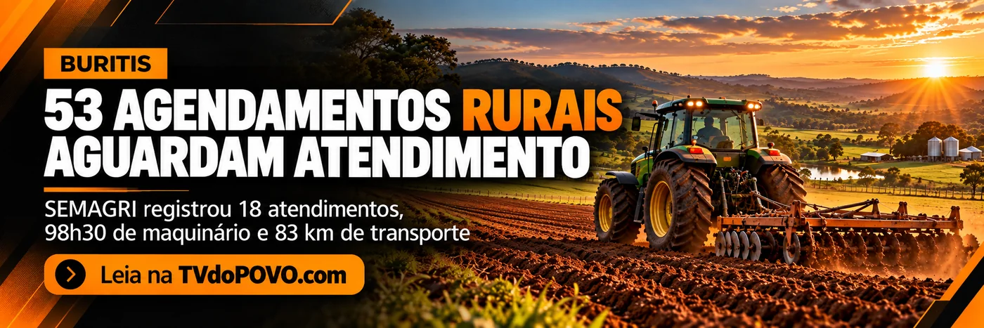 53 agendamentos rurais aguardam atendimento em Buritis Faixa editorial da TVdoPOVO sobre 53 agendamentos rurais aguardando atendimento em Buritis