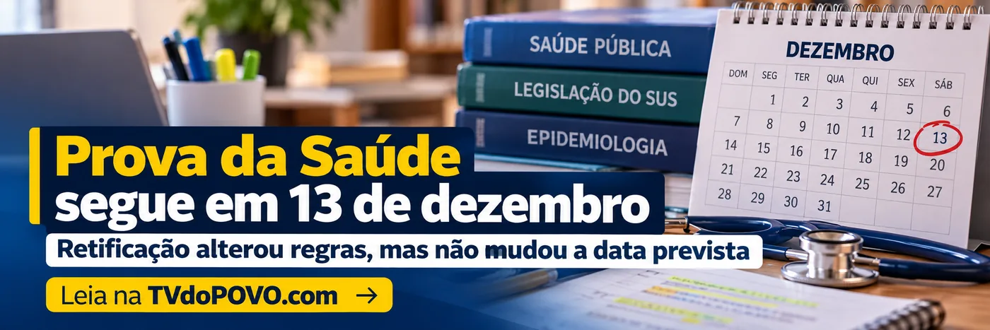 Faixa editorial informa que a prova da Saúde continua prevista para 13 de dezembro